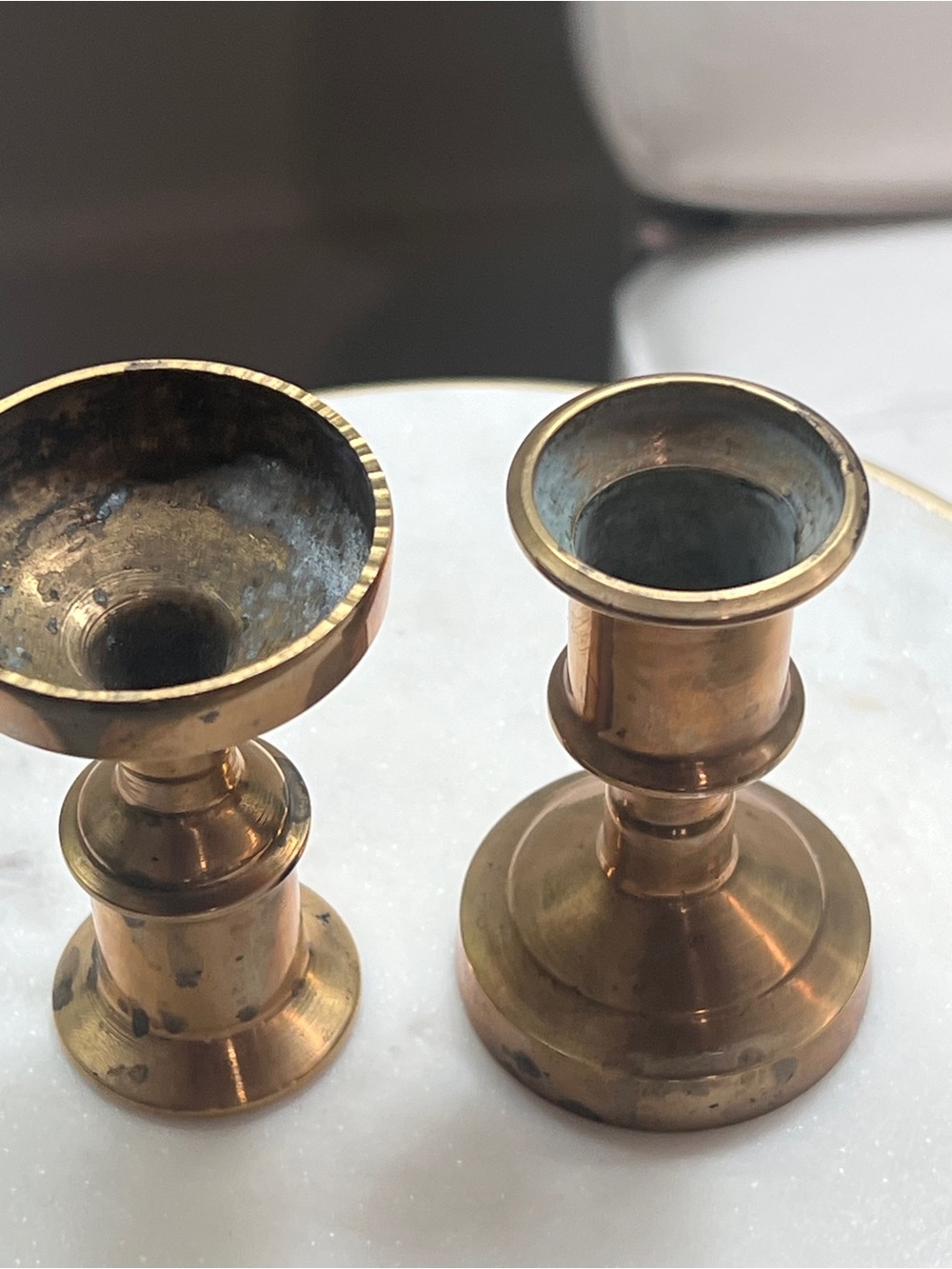 Vintage Brass Candlestick Pair - Shiny Gold Finish - Picture 6 of 8